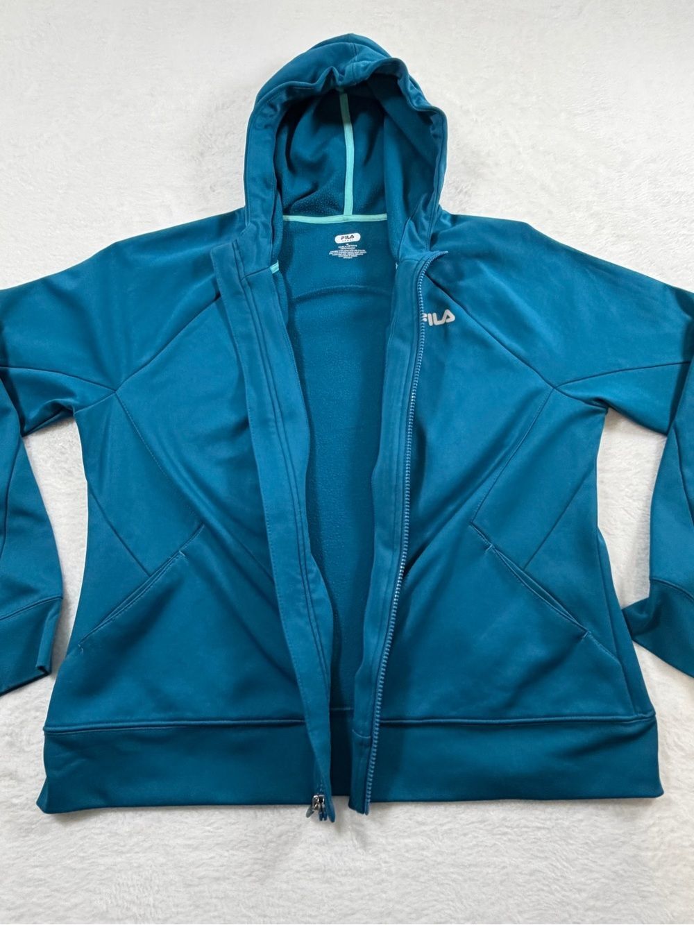 Fila Teal Blue Hooded Zip Jacket